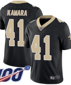 Nike Saints #41 Alvin Kamara Black Team Color Men's Stitched NFL 100th Season Vapor Limited Jersey
