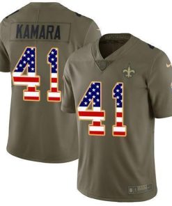 Nike Saints #41 Alvin Kamara Olive/USA Flag Men's Stitched NFL Limited 2017 Salute To Service Jersey