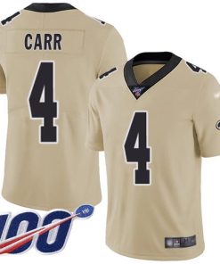 Nike Saints #4 Derek Carr Gold Men's Stitched NFL Limited Inverted Legend 100th Season Jersey