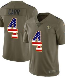 Nike Saints #4 Derek Carr Olive/USA Flag Men's Stitched NFL Limited 2017 Salute To Service Jersey