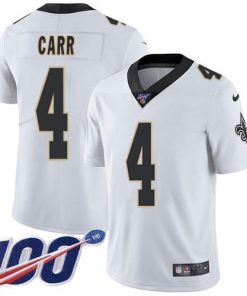 Nike Saints #4 Derek Carr White Men's Stitched NFL 100th Season Vapor Limited Jersey