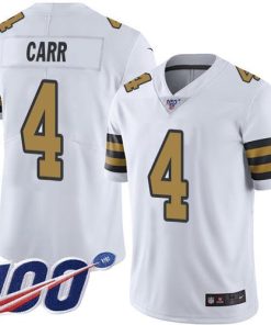 Nike Saints #4 Derek Carr White Men's Stitched NFL Limited Rush 100th Season Jersey