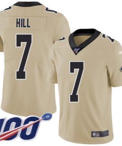 Nike Saints #7 Taysom Hill Gold Men's Stitched NFL Limited Inverted Legend 100th Season Jersey