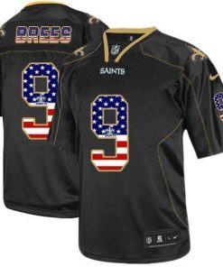 Nike Saints #9 Drew Brees Black Men's Stitched NFL Elite USA Flag Fashion Jersey