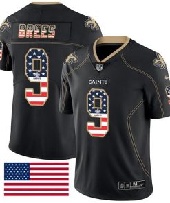 Nike Saints #9 Drew Brees Black Men's Stitched NFL Limited Rush USA Flag Jersey