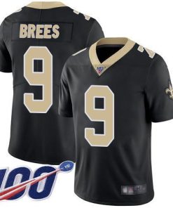 Nike Saints #9 Drew Brees Black Team Color Men's Stitched NFL 100th Season Vapor Limited Jersey