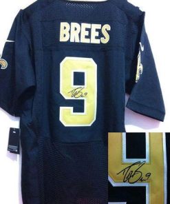 Nike Saints #9 Drew Brees Black Team Color Men's Stitched NFL Elite Autographed Jersey