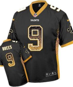 Nike Saints #9 Drew Brees Black Team Color Men's Stitched NFL Elite Drift Fashion Jersey