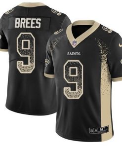 Nike Saints #9 Drew Brees Black Team Color Men's Stitched NFL Limited Rush Drift Fashion Jersey