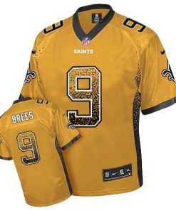 Nike Saints #9 Drew Brees Gold Men's Stitched NFL Elite Drift Fashion Jersey