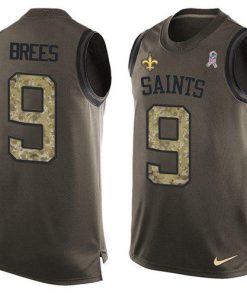 Nike Saints #9 Drew Brees Green Men's Stitched NFL Limited Salute To Service Tank Top Jersey