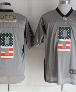 Nike Saints #9 Drew Brees Grey Men's Stitched NFL Elite USA Flag Fashion Jersey
