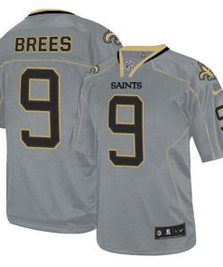 Nike Saints #9 Drew Brees Lights Out Grey Men's Stitched NFL Elite Jersey