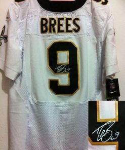 Nike Saints #9 Drew Brees White Men's Stitched NFL Elite Autographed Jersey