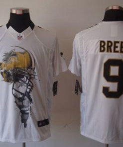 Nike Saints #9 Drew Brees White Men's Stitched NFL Helmet Tri-Blend Limited Jersey
