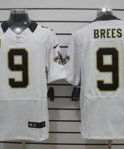 Nike Saints #9 Drew Brees White With C Patch Men's Stitched NFL Elite Jersey