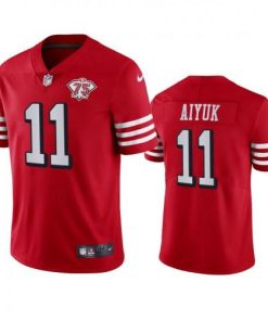 Nike San Francisco 49ers #11 Brandon Aiyuk Red Rush Men's 75th Anniversary Stitched NFL Vapor Untouchable Limited Jersey Men's
