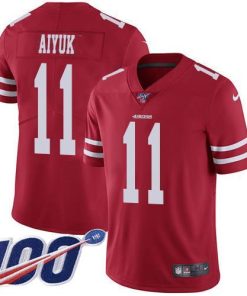 Nike San Francisco 49ers #11 Brandon Aiyuk Red Team Color Men's Stitched NFL 100th Season Vapor Untouchable Limited Jersey Men's