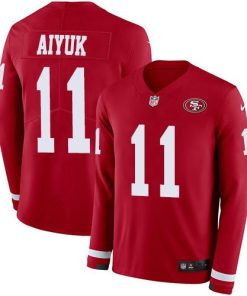 Nike San Francisco 49ers #11 Brandon Aiyuk Red Team Color Men's Stitched NFL Limited Therma Long Sleeve Jersey Men's