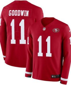 Nike San Francisco 49ers #11 Marquise Goodwin Red Team Color Men's Stitched NFL Limited Therma Long Sleeve Jersey Men's
