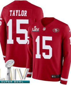 Nike San Francisco 49ers #15 Trent Taylor Red Super Bowl LIV 2020 Team Color Men's Stitched NFL Limited Therma Long Sleeve Jersey Men's