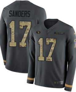 Nike San Francisco 49ers #17 Emmanuel Sanders Anthracite Salute to Service Men's Stitched NFL Limited Therma Long Sleeve Jersey Men's