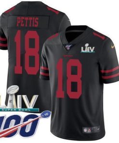 Nike San Francisco 49ers #18 Dante Pettis Black Super Bowl LIV 2020 Alternate Men's Stitched NFL 100th Season Vapor Limited Jersey Men's