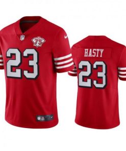 Nike San Francisco 49ers #23 Jamycal Hasty Red Rush Men's 75th Anniversary Stitched NFL Vapor Untouchable Limited Jersey Men's