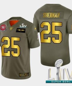 Nike San Francisco 49ers #25 Richard Sherman Men's Olive Gold Super Bowl LIV 2020 2019 Salute to Service NFL 100 Limited Jersey Men's