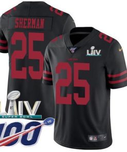 Nike San Francisco 49ers #25 Richard Sherman Black Super Bowl LIV 2020 Alternate Men's Stitched NFL 100th Season Vapor Limited Jersey Men's