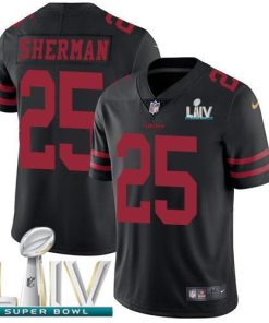 Nike San Francisco 49ers #25 Richard Sherman Black Super Bowl LIV 2020 Alternate Men's Stitched NFL Vapor Untouchable Limited Jersey Men's