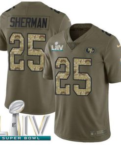 Nike San Francisco 49ers #25 Richard Sherman Olive/Camo Super Bowl LIV 2020 Men's Stitched NFL Limited 2017 Salute To Service Jersey Men's