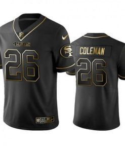 Nike San Francisco 49ers #26 Tevin Coleman Black Golden Limited Edition Stitched NFL Jersey Men's