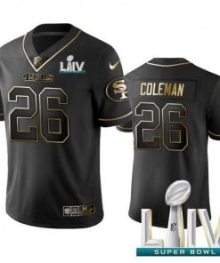 Nike San Francisco 49ers #26 Tevin Coleman Black Golden Super Bowl LIV 2020 Limited Edition Stitched NFL Jersey Men's