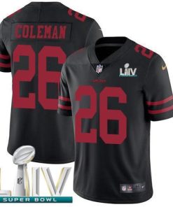 Nike San Francisco 49ers #26 Tevin Coleman Black Super Bowl LIV 2020 Alternate Men's Stitched NFL Vapor Untouchable Limited Jersey Men's
