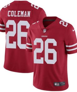 Nike San Francisco 49ers #26 Tevin Coleman Red Team Color Men's Stitched NFL Vapor Untouchable Limited Jersey Men's