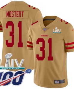 Nike San Francisco 49ers #31 Raheem Mostert Gold Super Bowl LIV 2020 Men's Stitched NFL Limited Inverted Legend 100th Season Jersey Men's
