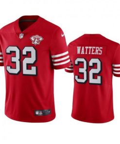 Nike San Francisco 49ers #32 Ricky Watters Red Rush Men's 75th Anniversary Stitched NFL Vapor Untouchable Limited Jersey Men's