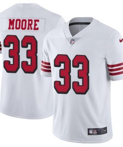 Nike San Francisco 49ers #33 Tarvarius Moore White Rush Men's Stitched NFL Vapor Untouchable Limited Jersey Men's