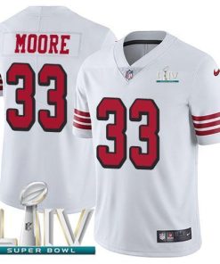 Nike San Francisco 49ers #33 Tarvarius Moore White Super Bowl LIV 2020 Rush Men's Stitched NFL Vapor Untouchable Limited Jersey Men's