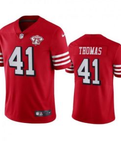 Nike San Francisco 49ers #41 Ambry Thomas Red Rush Men's 75th Anniversary Stitched NFL Vapor Untouchable Limited Jersey Men's