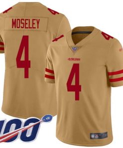 Nike San Francisco 49ers #4 Emmanuel Moseley Gold Men's Stitched NFL Limited Inverted Legend 100th Season Jersey Men's