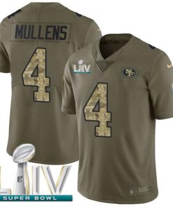 Nike San Francisco 49ers #4 Nick Mullens Olive/Camo Super Bowl LIV 2020 Men's Stitched NFL Limited 2017 Salute To Service Jersey Men's