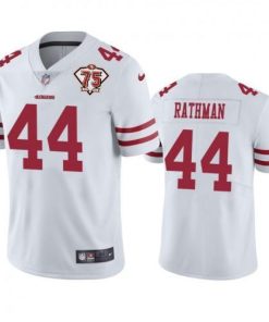 Nike San Francisco 49ers #44 Tom Rathman White Men's 75th Anniversary Stitched NFL Vapor Untouchable Limited Jersey Men's