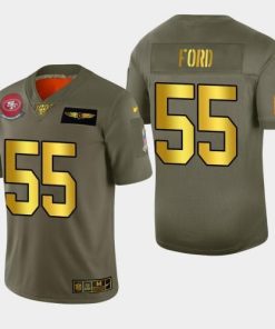 Nike San Francisco 49ers #55 Dee Ford Men's Olive Gold 2019 Salute to Service NFL 100 Limited Jersey Men's