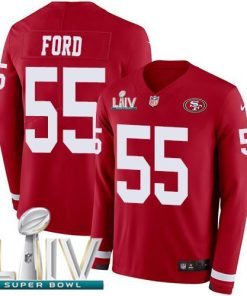 Nike San Francisco 49ers #55 Dee Ford Red Super Bowl LIV 2020 Team Color Men's Stitched NFL Limited Therma Long Sleeve Jersey Men's