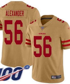 Nike San Francisco 49ers #56 Kwon Alexander Gold Men's Stitched NFL Limited Inverted Legend 100th Season Jersey Men's