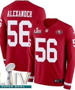Nike San Francisco 49ers #56 Kwon Alexander Red Super Bowl LIV 2020 Team Color Men's Stitched NFL Limited Therma Long Sleeve Jersey Men's