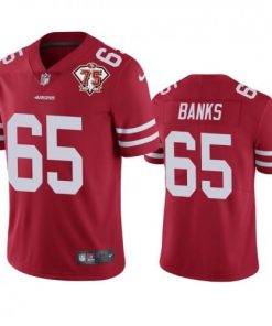 Nike San Francisco 49ers #65 Aaron Banks Red Men's 75th Anniversary Stitched NFL Vapor Untouchable Limited Jersey Men's