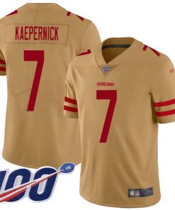 Nike San Francisco 49ers #7 Colin Kaepernick Gold Men's Stitched NFL Limited Inverted Legend 100th Season Jersey Men's